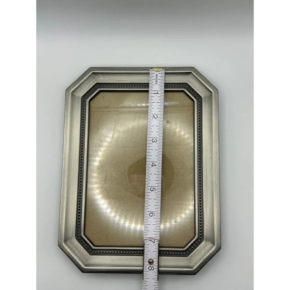Burnes of Boston‎ Pewter Beaded Octagon Picture Frame 4x6 Tabletop Decor Silver